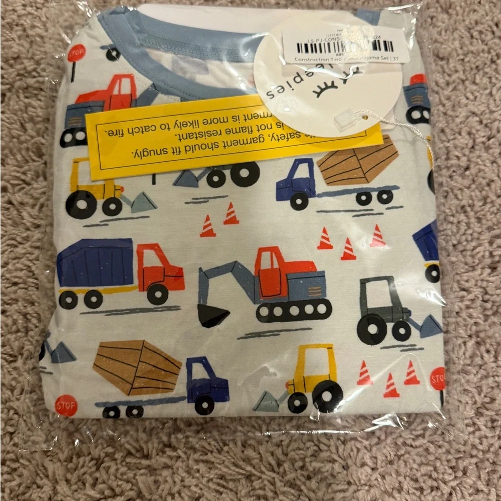 Little Sleepies Construction Pajama Set - Blue, Red, Orange - Picture 2 of 2